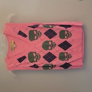 Libertine pink skull sweater vest size medium